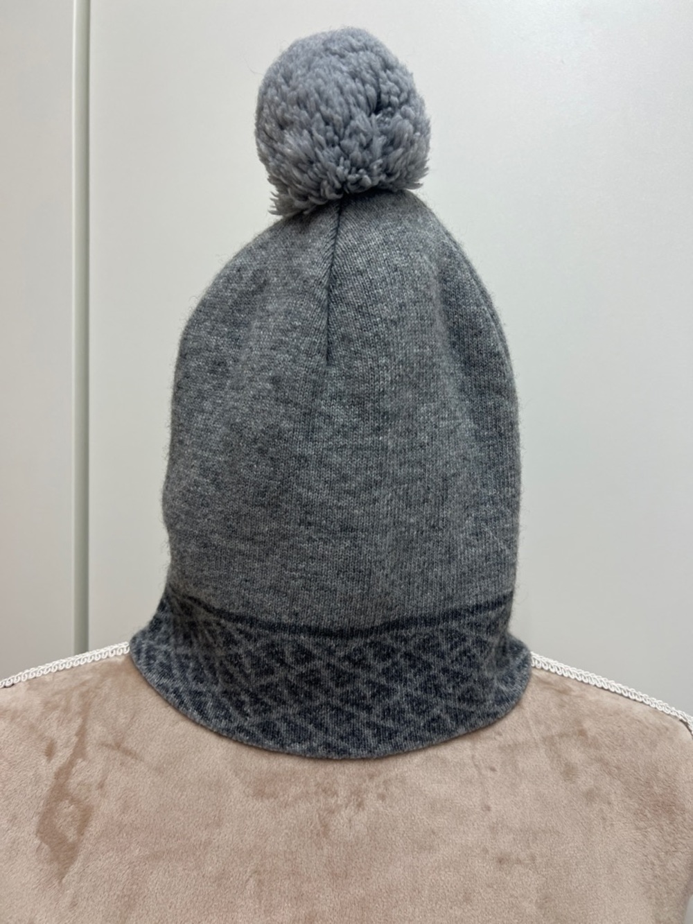 Fendi Kids Gray Pom Pom Beanie Hat